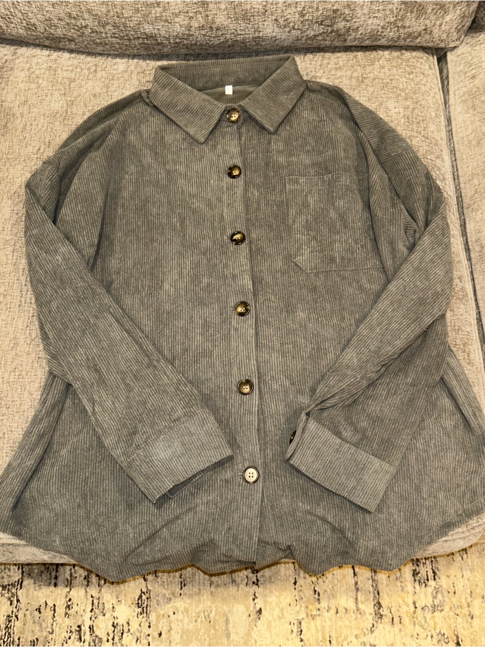 Gray Corduroy Button-Up Shirt